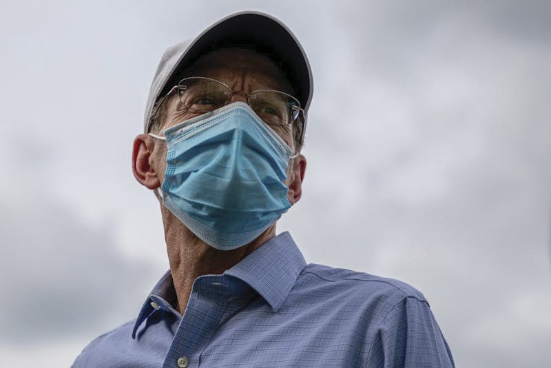 Ball State President Geoffrey Mearns stands June 4, 2020, at Muncie City Hall. Mearns announced everyone must wear masks indoors on campus via email Aug. 4. Jacob Musselman, DN File