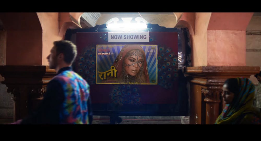 <p>Coldplay is under fire for cultural appropriation for its music video "Hymn for the Weekend." In the video, Beyoncé places a Bollywood actress, which many disapproved of the portrayal of Indian culture. <em>PHOTO COURTESY OF YOUTUBE.COM</em></p>
