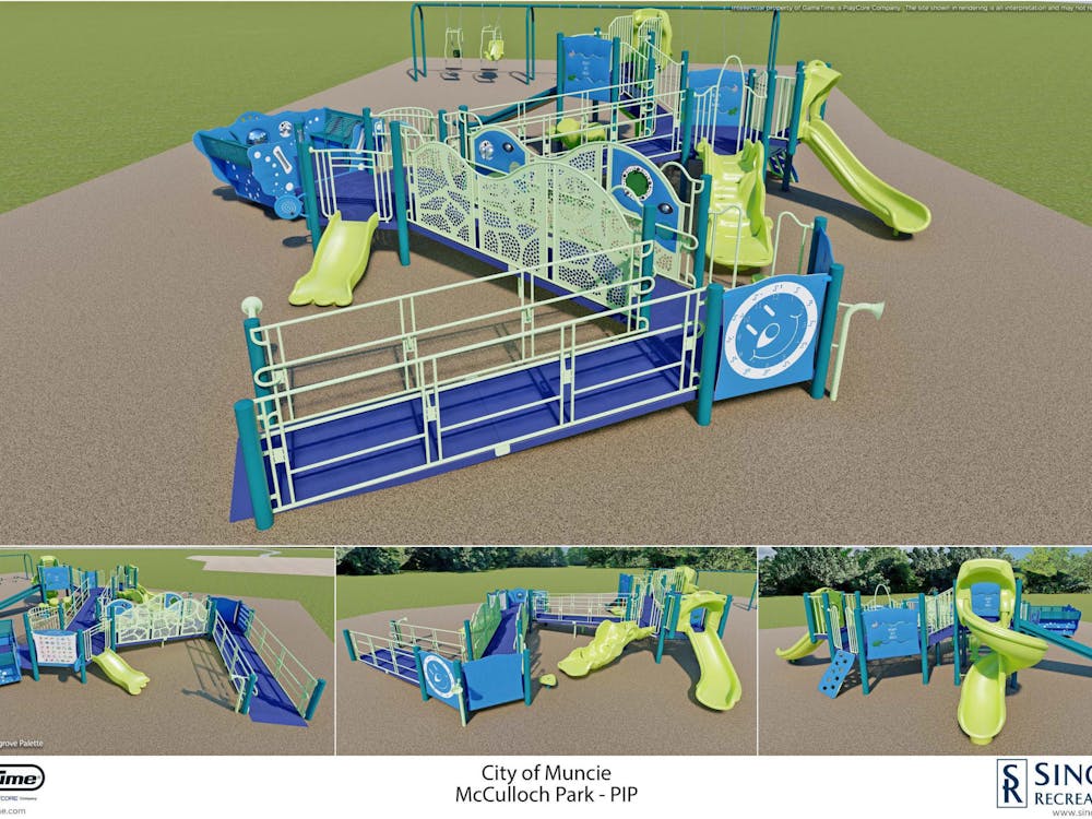 The proposed design of McCulloch Park, featuring accessible ramps and swing sets. Rendering by Sinclair Recreation, LLC. George Foley Jr., Photo Provided