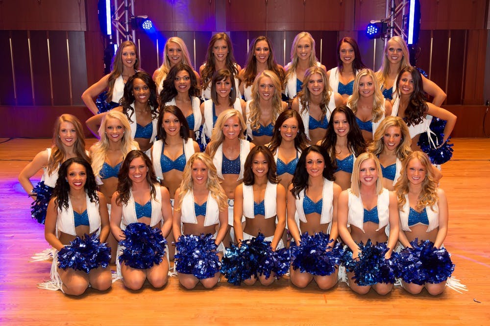 Megan Rybolt, a sophomore speech pathology major, poses with the 28 other women that made the Colts Cheerleading team. The auditions lasted for over a month where they were tested on many different things. PHOTO PROVIDED BY KELLY TILLEY