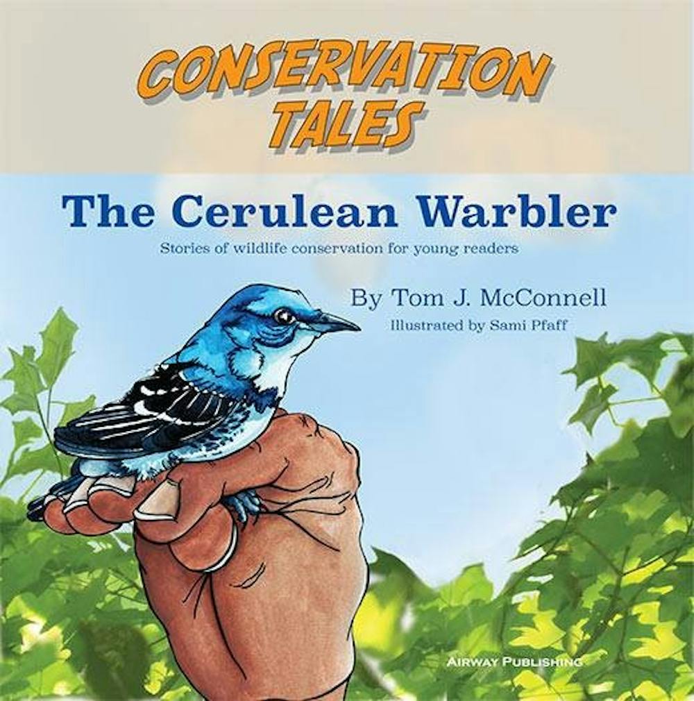 <p>Associate biology professor Tom McConnell and Ball State junior art major Sami Pfaff will host a meet and greet about their book "Conservation Tales: The Cerulean Warbler" tonight at the Twin Archer Brew Pub. The children's book is the first in a series about a vulnerable songbird. <em>Conservation Tales Facebook // Photo Courtesy</em></p>