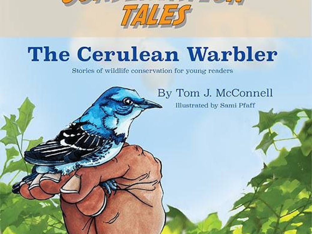 Associate biology professor Tom McConnell and Ball State junior art major Sami Pfaff will host a meet and greet about their book "Conservation Tales: The Cerulean Warbler" tonight at the Twin Archer Brew Pub. The children's book is the first in a series about a vulnerable songbird. Conservation Tales Facebook // Photo Courtesy