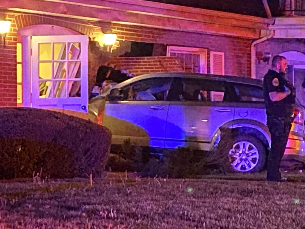 <p>A car crashed into an apartment on the intersection of Riverside and Linden Street April 16 in Muncie, Ind. Elissa Maudlin, DN﻿</p>