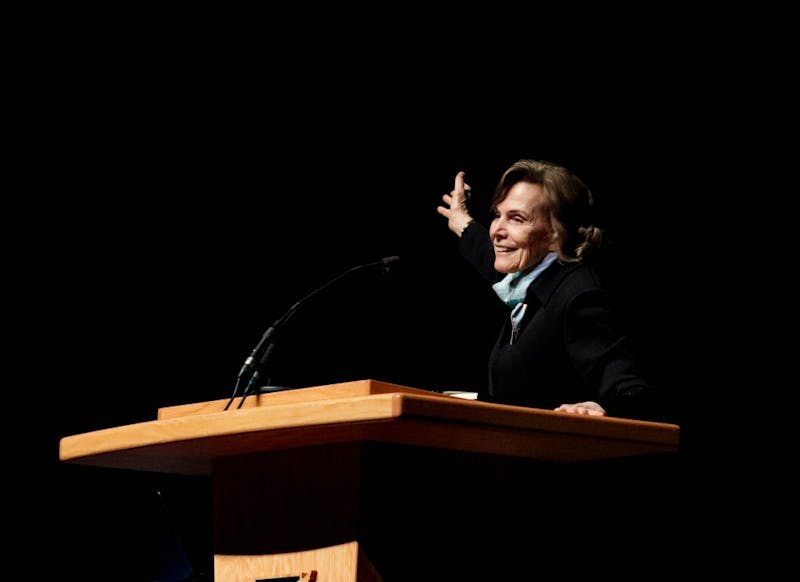Oceanographer Dr. Sylvia Earle addresses environmental conservation and aquatic life at Emens Auditorium, March 27. Earle's efforts are in support of preserving the ocean's ecosystems for the planet and future generations. James Kohlmeyer, DN