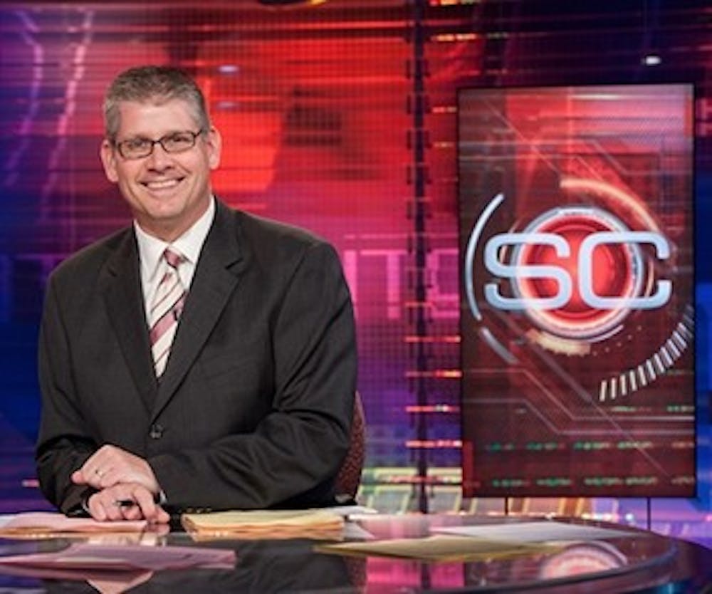 ESPN's John Anderson is set to give his lecture on "SportsCenter Stories: Good stories, Great Writing and Do I Have to Wear Pants?" on March 23 in John R.&nbsp;Emens Auditorium. The original date for the David Letterman Distinguished Professional Lecture and Workshop Series speaker to visit Ball State was on Oct. 13, 2016, but he was forced to cancel "due to an emergency."&nbsp;Ball State University // Photo Courtesy