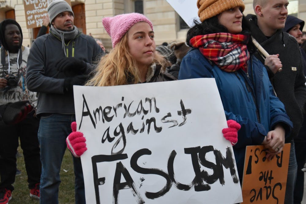 Junior sculpture major&nbsp;Kitty Taylor&nbsp;participated in the march on Feb. 4 throughout downtown Indianapolis. About&nbsp;200 people marched to protest against the construction of the Dakota Access and Keystone pipelines. Patrick Calvert // DN