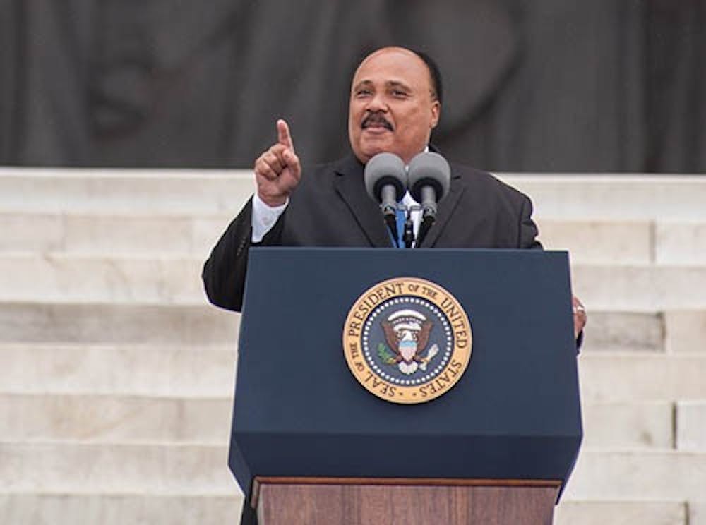 Martin Luther King III delivers remarks during the “Let Freedom Ring” ceremony to commemorate the 50th anniversary of the March on Washington for Jobs and Freedom at the Lincoln Memorial on Wednesday in Washington, D.C. MCT PHOTO