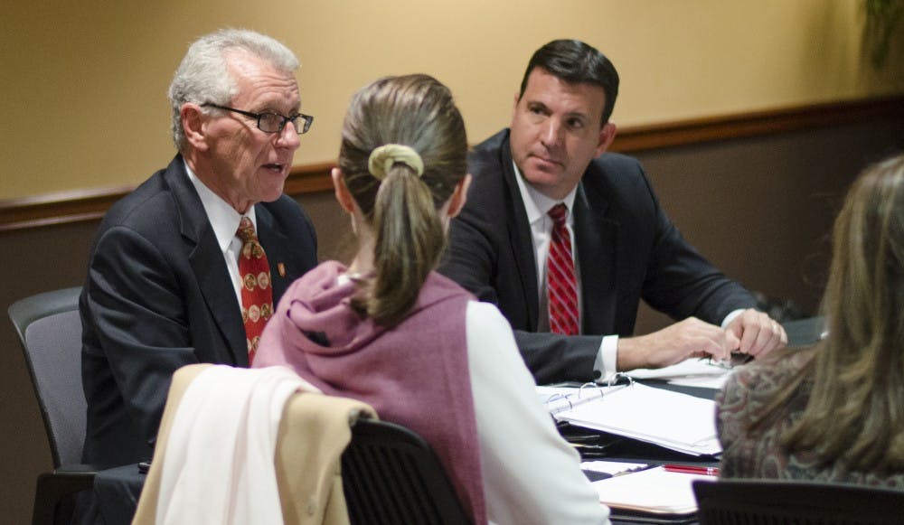 The Board of Trustees had a meeting on Jan. 29 in the Forum Room of the L.A. Pittenger Student Center. This was Interim President Terry King's first Board of Trustees meeting as the acting president. Students attended this meeting as sit-in in hopes to get answers as to why Dr. Ferguson resigned. DN PHOTO BREANNA DAUGHERTY
