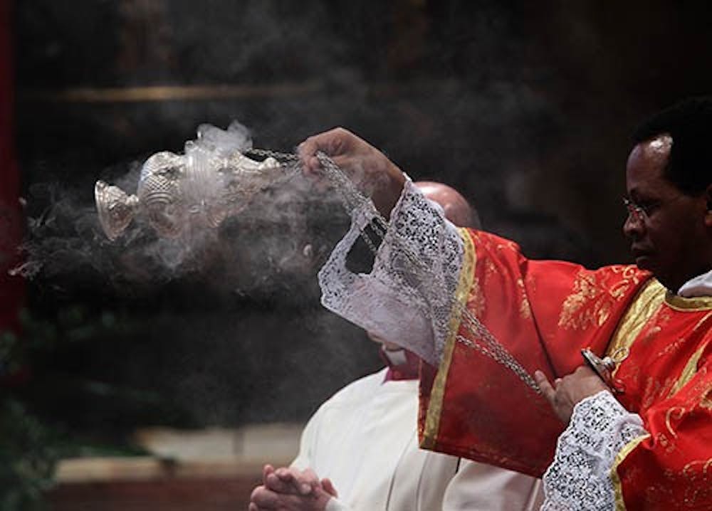 The Catholic Church’s 115 cardinal electors take part in a mass in St. Peter’s Basilica on March 12, 2013 before entering the conclave for a papal election that observers say has no clear favorite. Black smoke was seen rising from the chimney of the Vatican Tuesday, announcing that a new pope has not yet been chosen. MCT PHOTO