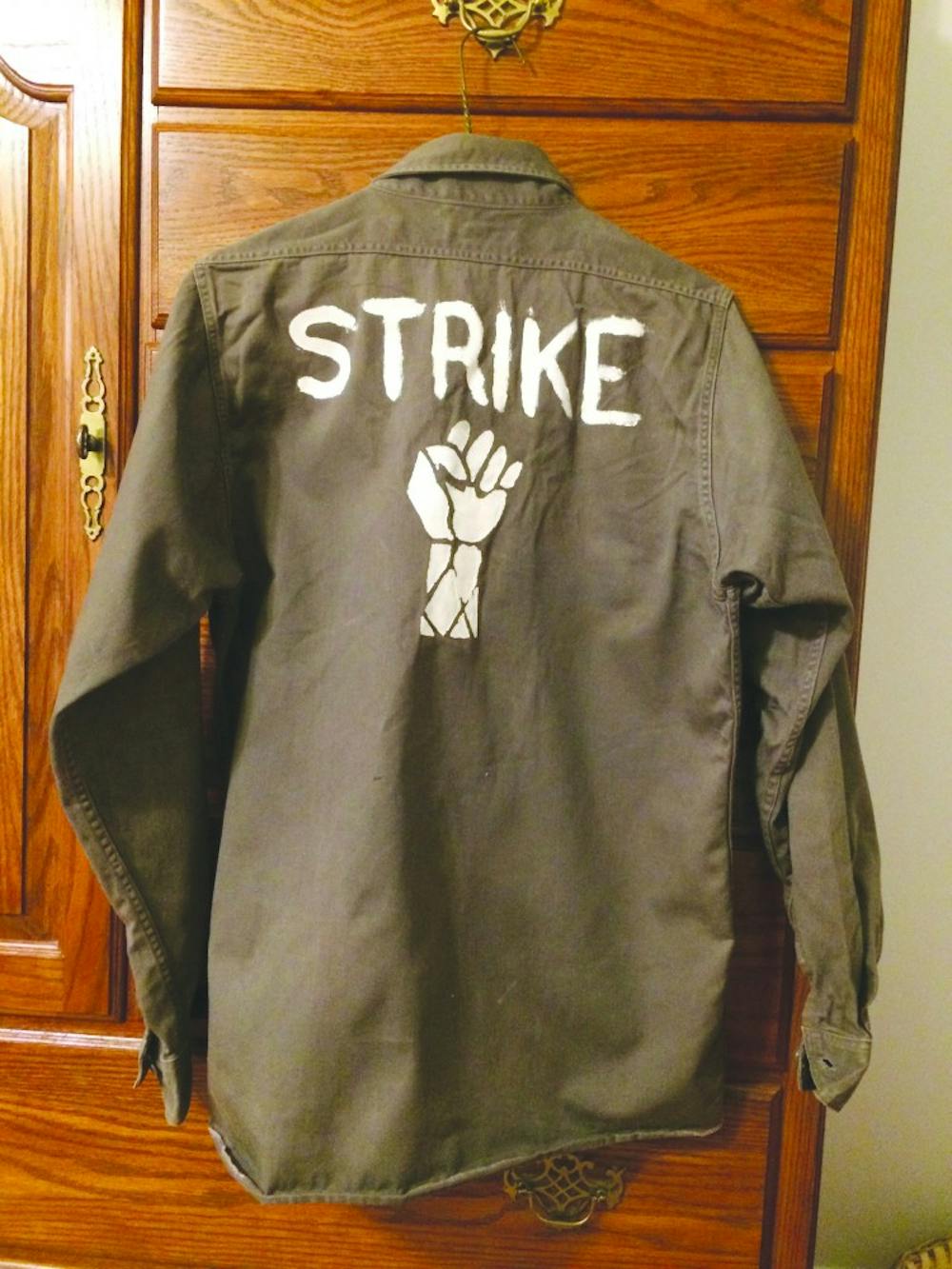 Then-junior student and Ball State VMC president Mary Posner still has the 'strike' shirt she wore to the Vietnam "teach-in" demonstration Ball State held in response to Kent State shootings on May 7, 1970. Photo provided, Mary Posner