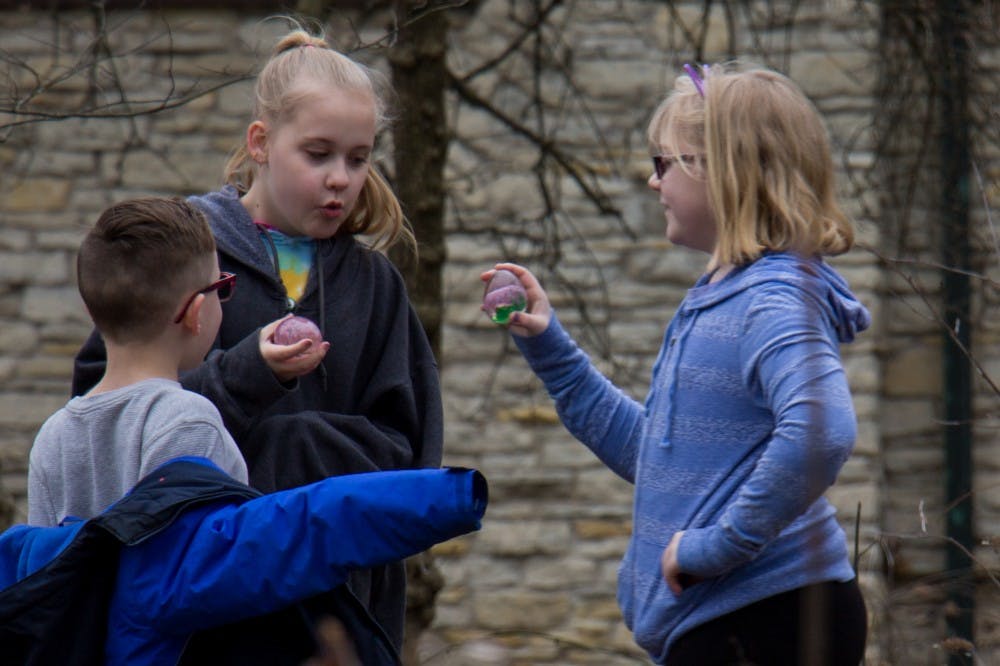 Muncie community members gather at Minnetrista for their Glass Easter Egg Hunt on March 31 to search for glass eggs and visit the candy-giving Easter Bunny. Participants could also purchase items from the Annual Spring Glass Sale in partnership with Ball State University Glass Alliance.&nbsp;