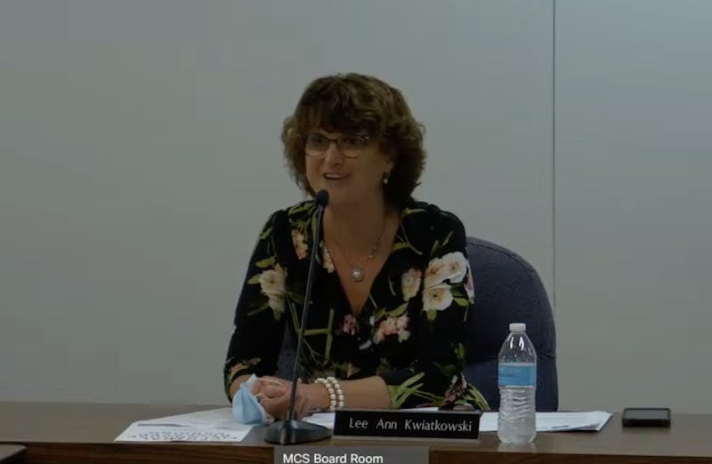 Lee Ann Kwiatkowski, Muncie Community Schools (MCS) Director of Public Education and CEO, gives the MCS Board of Trustees an update on school programs for the 2020-21 school year at the meeting May 25, 2021. Board members approved salary increases for all teachers, ranging from $2,400 to $5,200 annually. In 2020 and 2021, MCS&#x27; financial stability and savings increased from previous years. MCS YouTube page, Screenshot Capture
