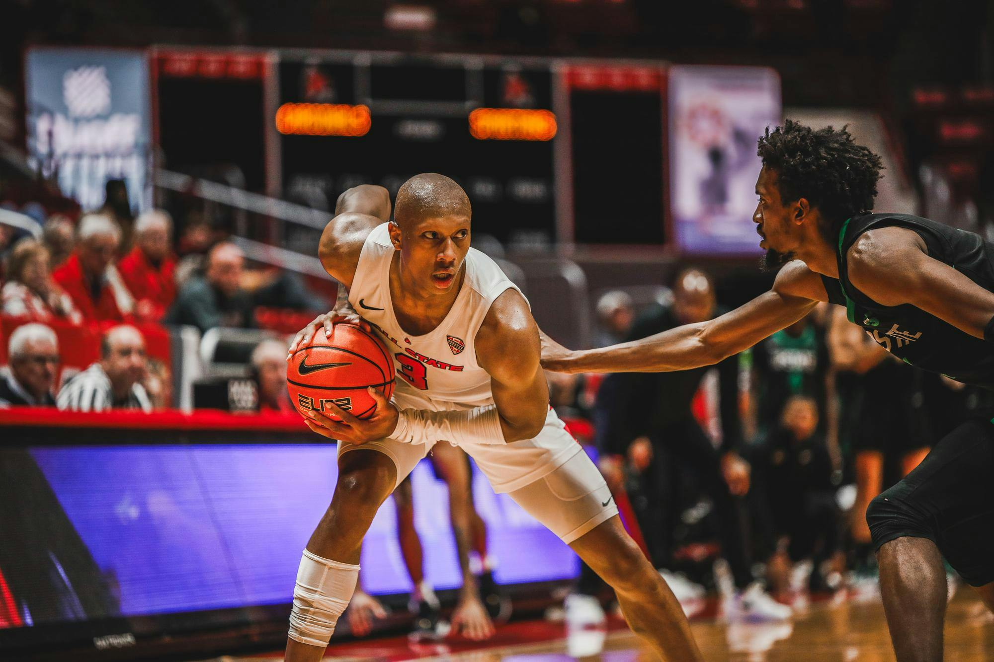 Redshirt junior Mickey Pearson Jr. posseses the ball against USC Upstate Nov. 21 at Worthen Arena.Pearson had 24 points. Andrew Berger, DN