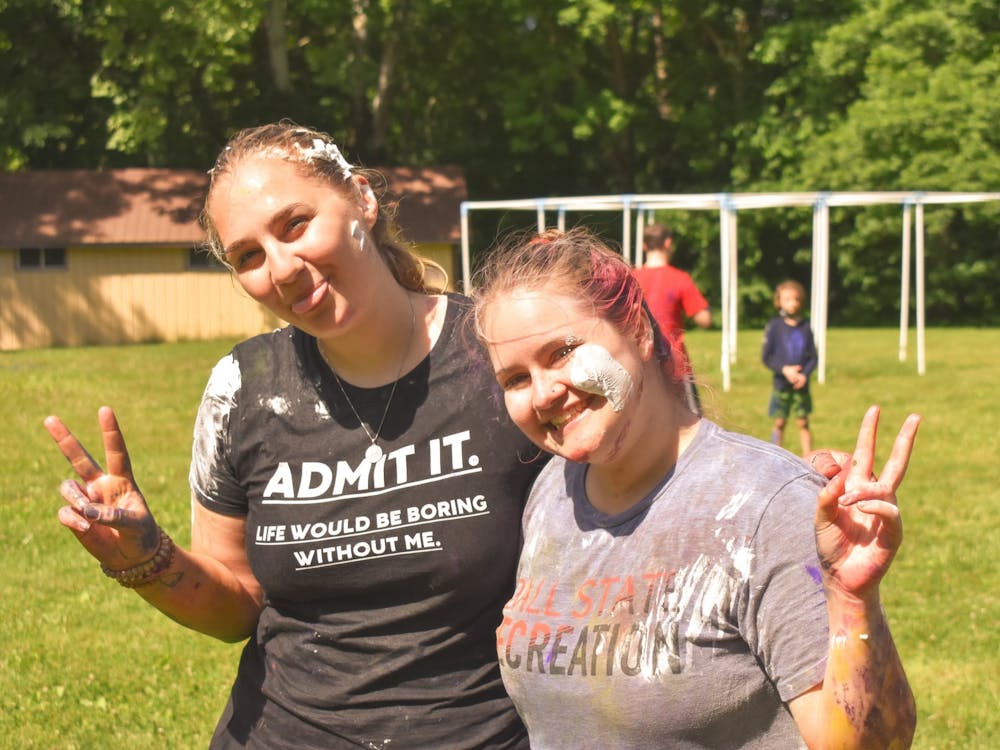 Kelly Hayes (left) and Brenna Sealy (right) in the “Messy Olympics” during a session of the Camp Kesem summer camp. Kelly Hayes, Photo Provided