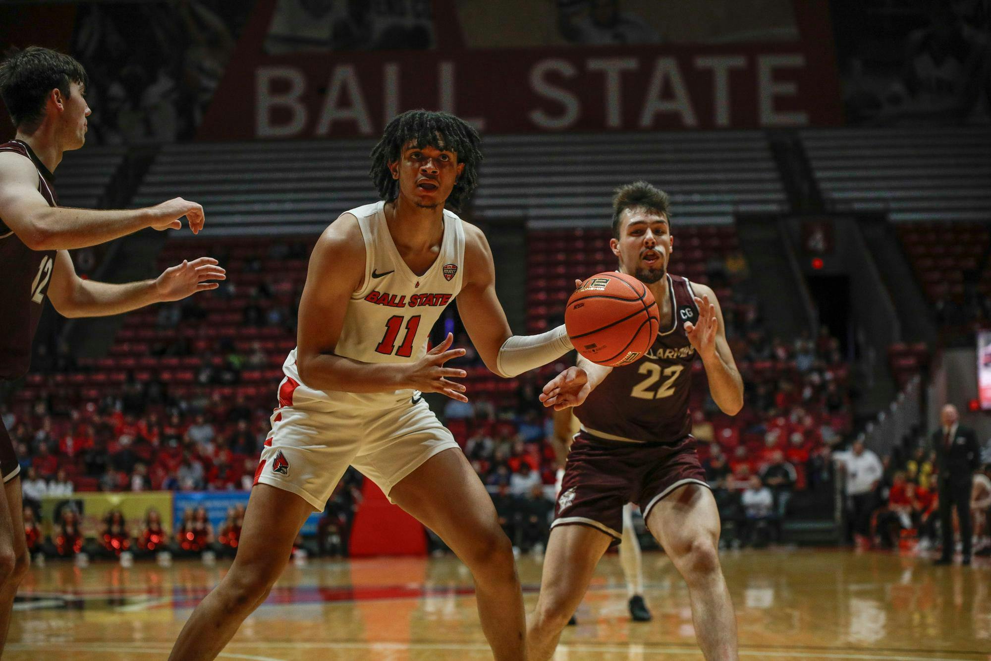 Junior forward Basheer Jihad looks toward the basket Dec. 2 against Bellarmine at Worthen Arena. Jihad had 11 rebounds. Andrew Berger, DN