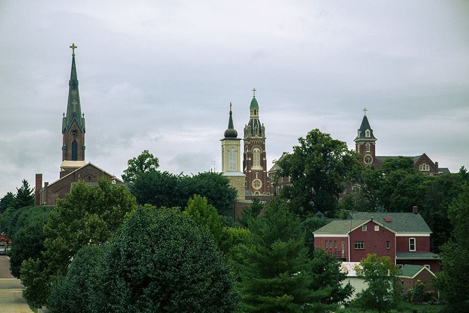 Telecommunications professor Chris Flook began photographing rural Indiana towns last year. Oldenburg Ind., pictured here, reminded him of a visit to southern Germany. PHOTO COURTESY OF CHRIS FLOOK