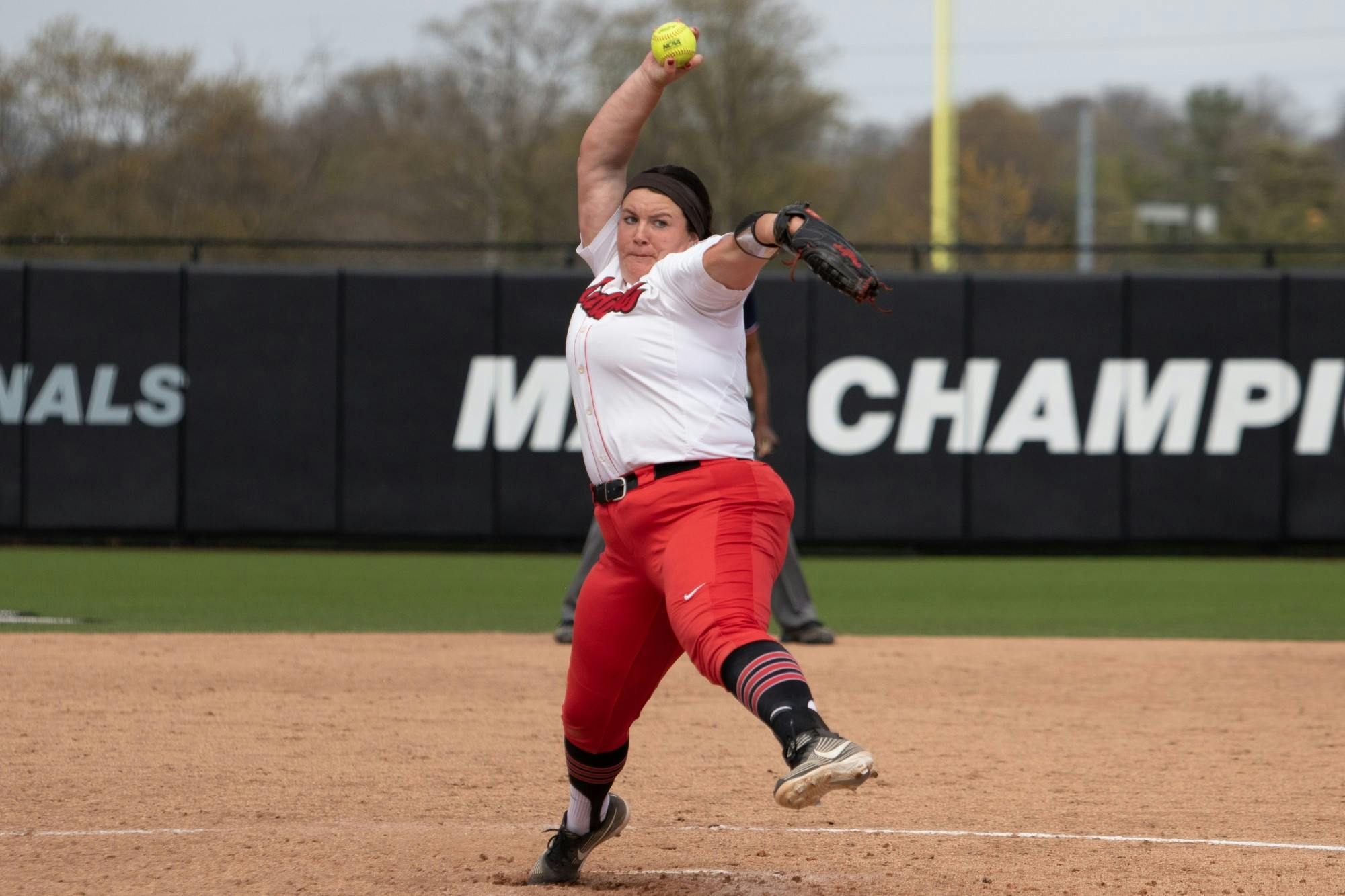 Ball State Cardinals graduate student pitcher Alyssa Rothwell pitches the ball on April 23, 2021, at the Softball Field at First Merchants Ballpark Complex. The Cardinals finished with a 4-2 victory over Ohio. Madelyn Guinn, DN