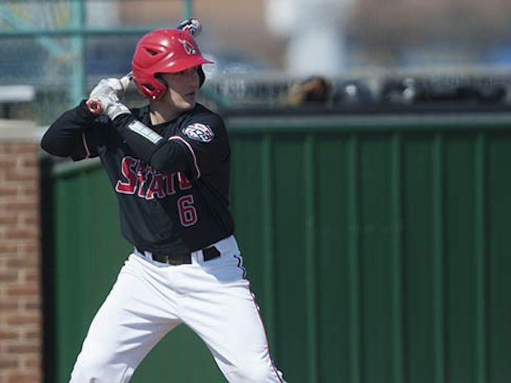 Kevin Schlotter goes up to bat during the game against Akron on March 23, 2013. Schlotter became a catcher for the Ball State baseball team this season. DN PHOTO JONATHAN MIKSANEK