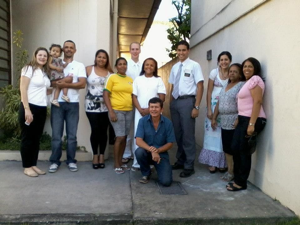Elder Jared Knotts, back center, poses with another missionary and Rio de Janeiro locals. Knotts is on a mission trip in Rio de Janeiro with The Church of Jesus Christ of Latter-day Saints. PHOTO COURTESY OF JARED KNOTTS