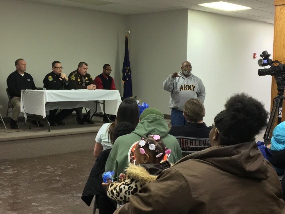 <p>Muncie community activist Marwin Strong called a press conference Feb. 9 in Price Hall to address crime in the city.&nbsp;Muncie has seen two homicides since Jan. 1.&nbsp;<em>Mary Freda // DN</em></p>