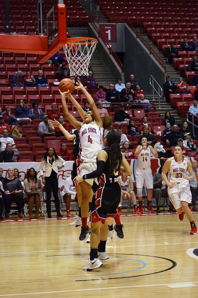 Senior forward Nathalie Fontaine goes up for a lay up during the game against Western Kentucky&nbsp;on Nov. 19 at Worthen Arena. DN PHOTO KORINA VALENZUELA