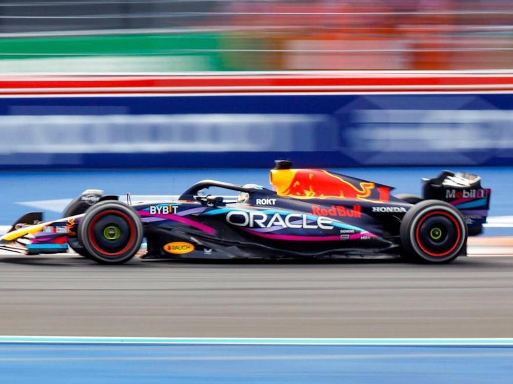 Dutch Formula One driver Max Verstappen of Red Bull Racing drives during the Formula One Miami Grand Prix at the Miami International Autodrome on Sunday, May 7, 2023, in Miami Gardens, Florida. (Matias J. Ocner/Miami Herald/TNS)