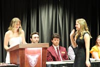 During the Student Government Association’s (SGA) inauguration ceremony on April 17, Vice President Monet Lindstrand swears in Brenna Large as the new vice president for the 2024-2025 school year at the L.A. Pittenger Student Center. Meghan Braddy, DN