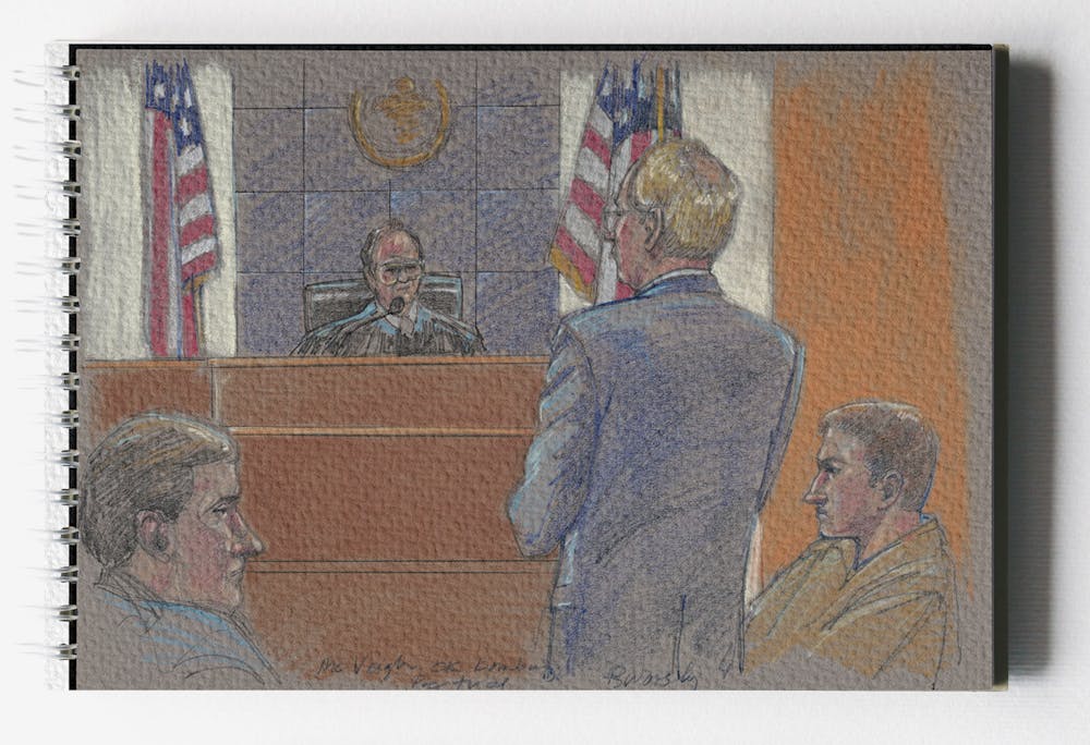 A court sketch, seen above, of the federal trial of Timothy McVeigh after the 1995 Oklahoma City bombing. McVeigh and co-conspirator Terry Nichols were tried separately and each convicted of multiple federal offenses. Library of Congress, Illustration Courtesy