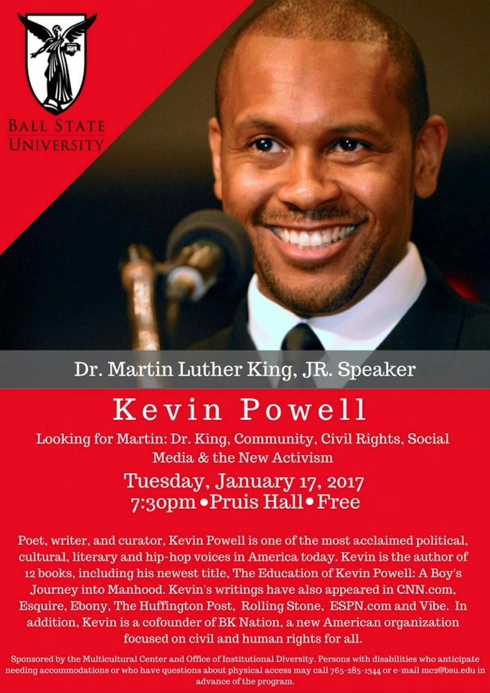 <p>Ball State will host the annual MLK Day Celebration on Jan 16. Events for the day  will include a presentation from Kevin Powell, a free community breakfast and a march through campus. <em>Ball State Multicultural Center Facebook // Photo Courtesy</em></p>