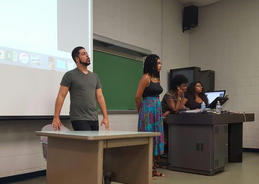 <p>SGA held an open forum Tuesday night to discuss&nbsp;a <a href="http://www.ballstatedaily.com/article/2016/09/news-twitter-racial-slur">racist note</a> left on the doorstep of a former Ball State student. Those in attendance brainstormed ways to make campus a more welcoming environment, including raising awareness through hashtags, flyers, mandatory diversity training and more.&nbsp;<i style="background-color: initial;">Sara Barker // DN</i></p>