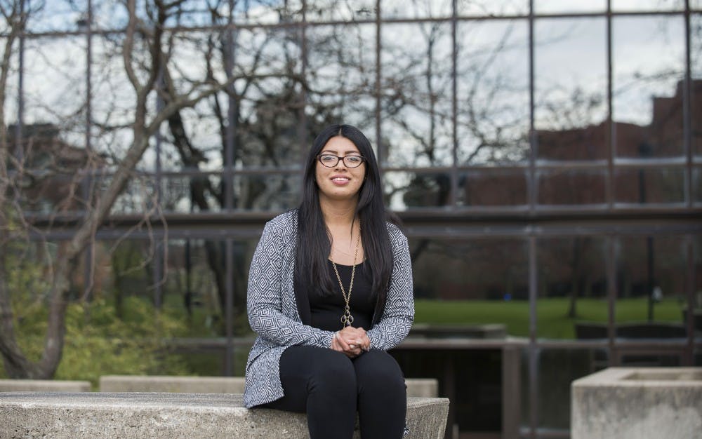<p>Ana Batres is a sophomore journalism graphics and magazine double major who will be the 2016-17 Student Government Association vice president. Though she has grown up with Mexican culture, Batres&nbsp;plans to learn even more about the history of her heritage. <em>DN PHOTO BREANNA DAUGHERTY</em></p>
