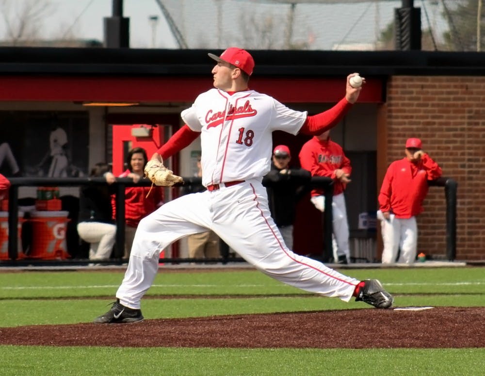 Junior pitcher Kevin Marnon attempts to pitch the baseball on Friday, March 18, 2016 at First Merchants Ballpark Complex. DN PHOTO ALLYE CLAYTON
