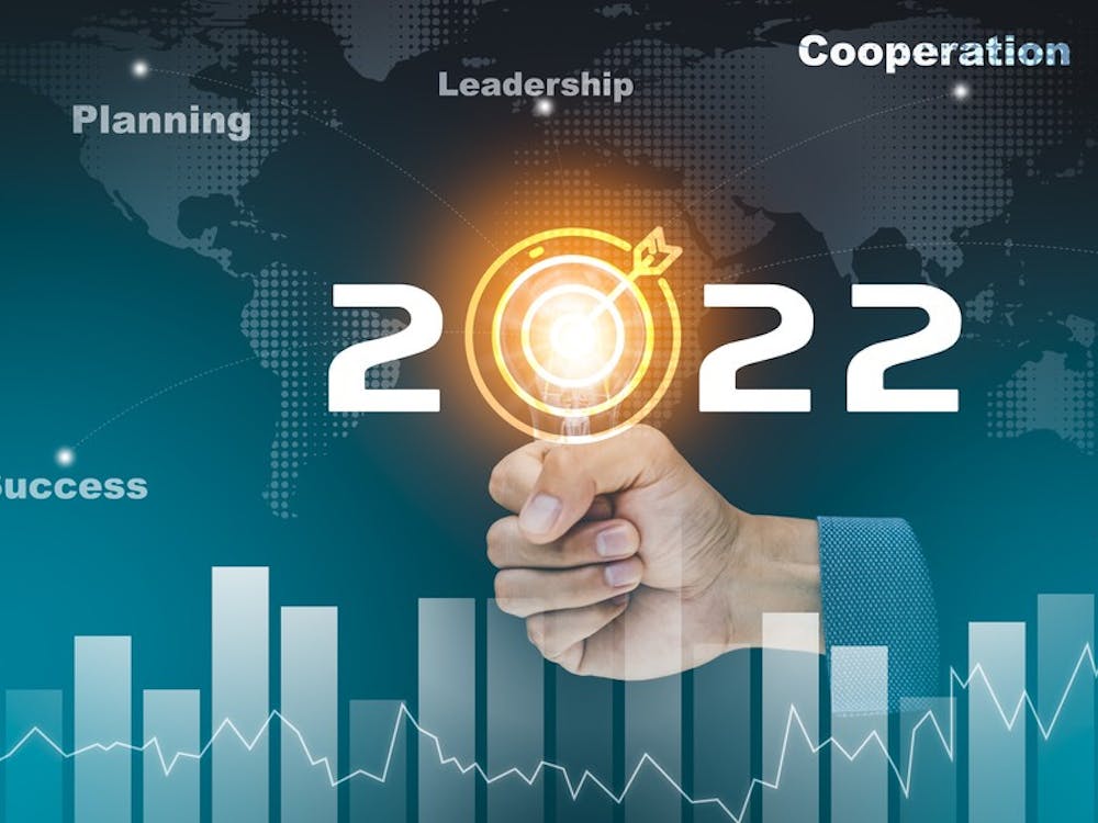 Business touch target and number new year 2022, innovative idea of ​​inspiration from online technology, Changes in new planning, Business growth, ideas and perspectives.