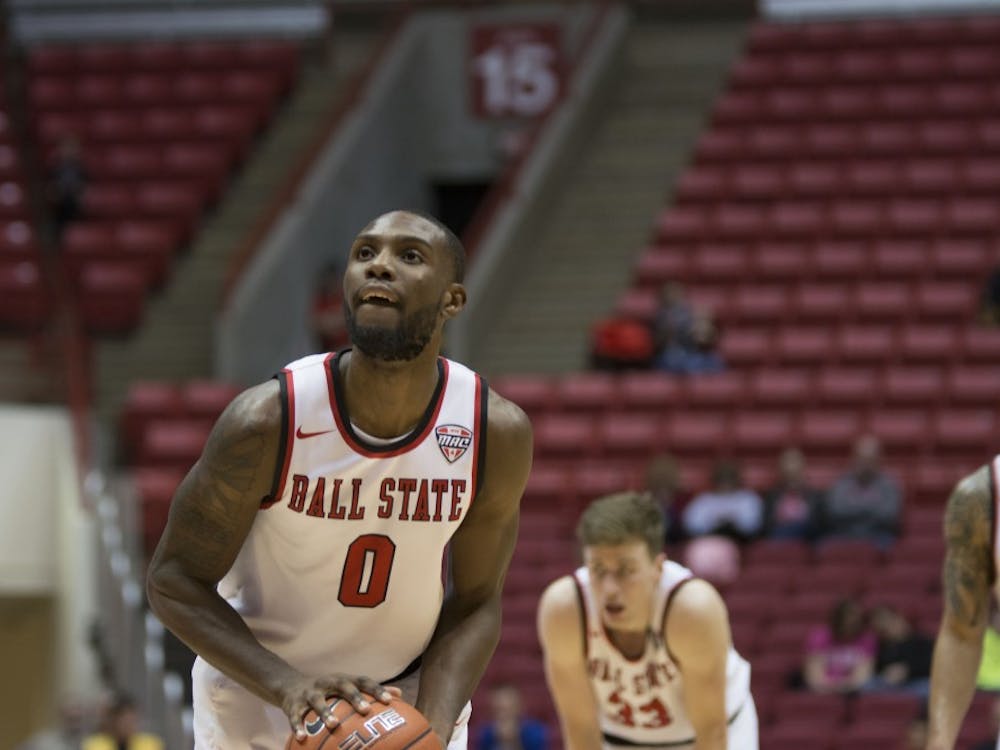 Ball State sophomore Francis Kiapway prepares for the free throw shot during the game against Valparaiso on Nov. 28 at Worthen Arena. DN PHOTO AMER KHUBRANI