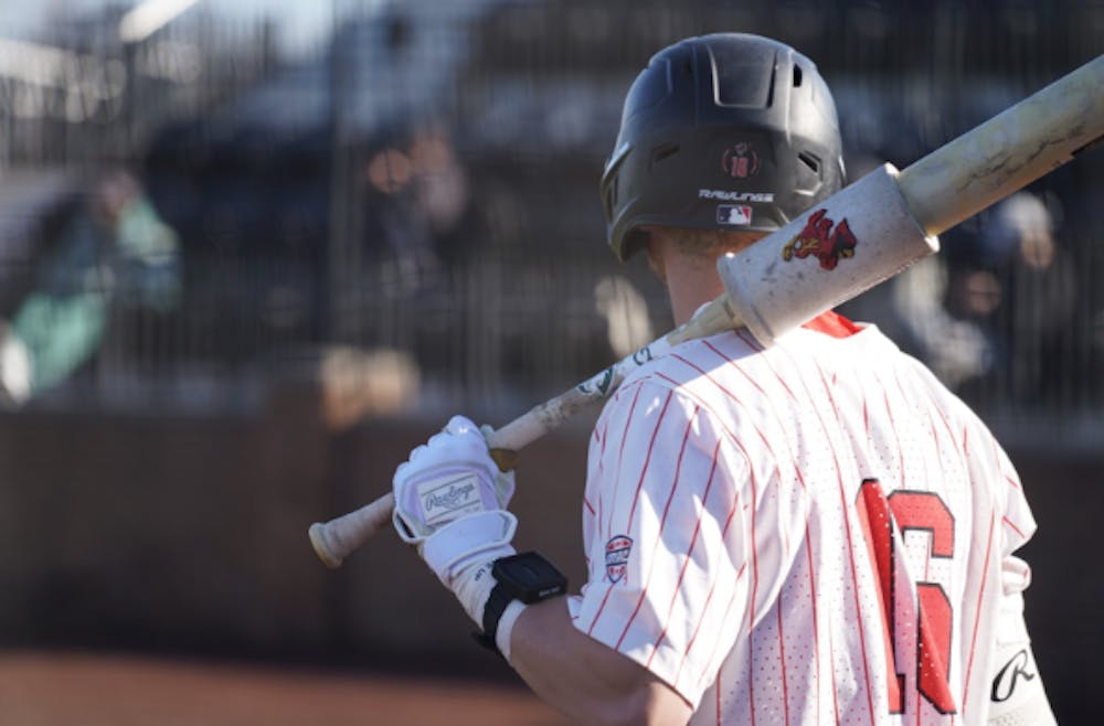 Outfielder Clay Jacobs readies for an at-bat in Tuesday’s game against Illinois State.