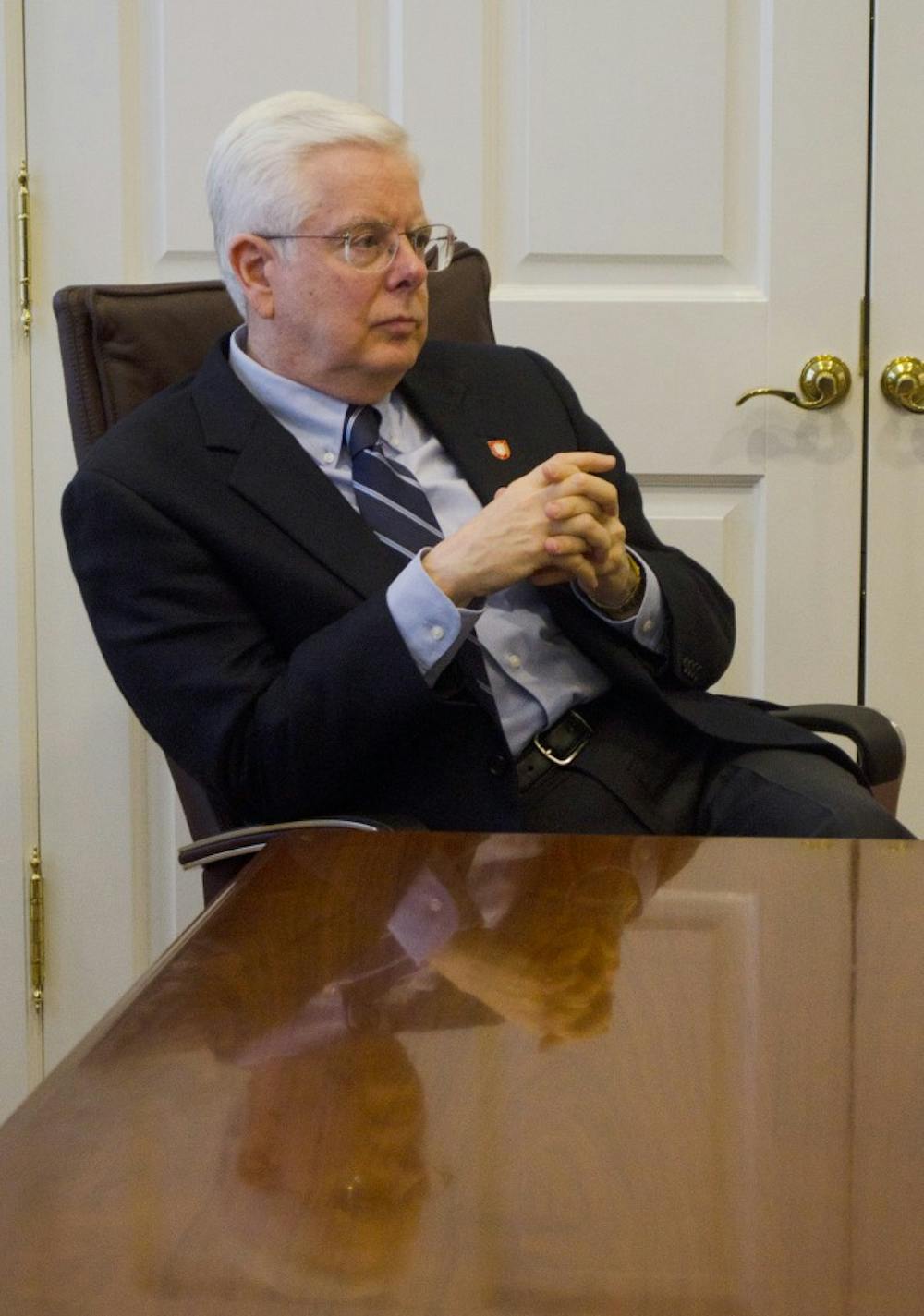 <p>Acting President Terry King gave some information&nbsp;on why former President Paul W. Ferguson's resigned. Students, staff and faculty members of the University Senate discussed a proposed resolution for more transparency on Ball State's&nbsp;campus.&nbsp;<i style="background-color: initial;">DN FILE PHOTO BREANNA DAUGHERTY</i></p>