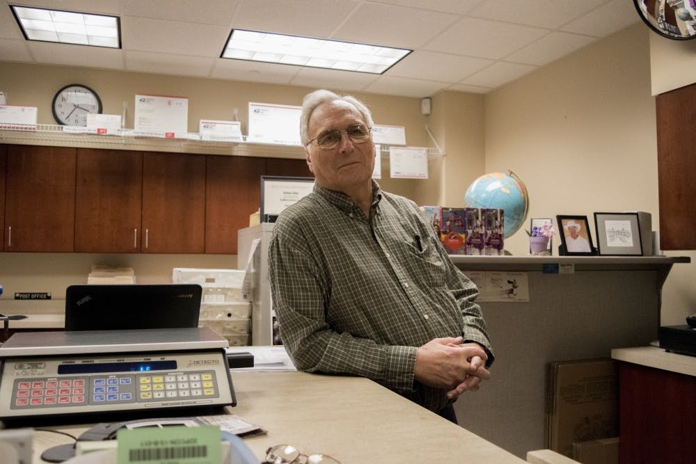 <p>Jerry Ault is retiring after 51 years of work in the L.A. Pittenger Student Center Post Office. Ault has handled more than 170 million pieces of mail, not including his first 23 years on the job. <em>DN PHOTO STEPHANIE AMADOR</em></p>