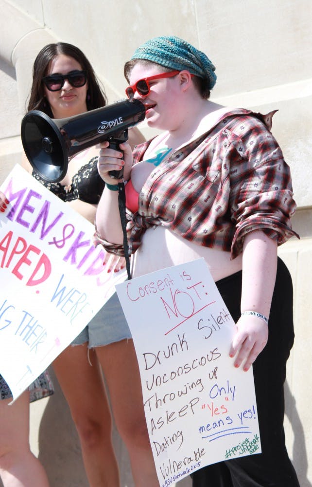 The second annual Slut Walk took place on April 17 on the Ball State Campus. Participants walked down McKinnley Ave., shared personal stories, and shouted chants. DN PHOTO ALISON CARROLL