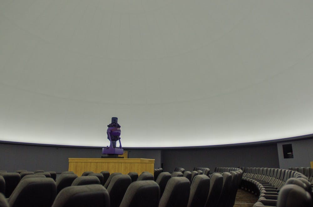 The new Charles W. Brown Planetarium is a 52-foot theater is powered by 12 computers. The ribbon cutting ceremony for the planetarium is 3:30 p.m. Oct. 22; the planetarium will largest collegiate planetarium in the Midwest. DN PHOTO BREANNA DAUGHERTY