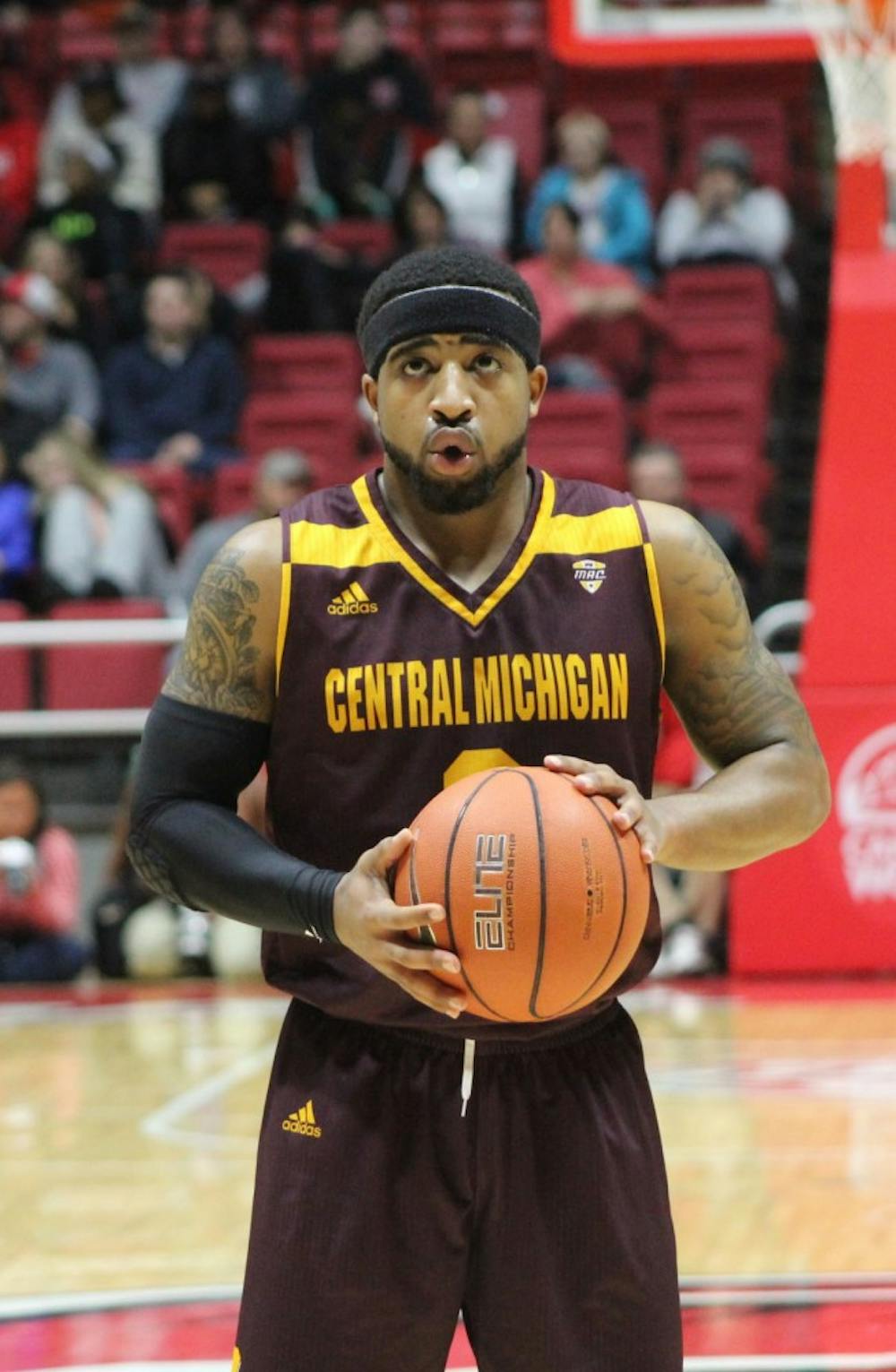 Junior guard Marcus Keene for CMU attempts a free-throw in a game against BSU on Jan. 17 at Worthern Arena.  Keene has lead the team in points in the season.  DN // Patrick Murphy