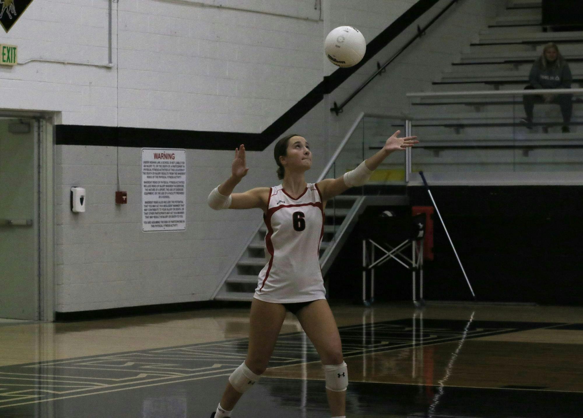 Wapahani sophomore Sophia Beeson Caroline Huntzinger thrws the ball September 18 during a match against Daleville at Daleville Junior/Senior High School. Zach Carter, DN.