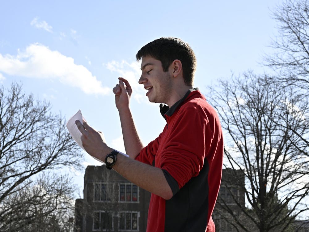 Ball State students gathered at the campus Scramble Light Feb. 17 in support of students facing disciplinary action from university administration.