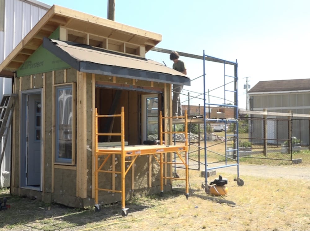 Architecture Student, Logan Heller, works on a sustainable home. Stella Davis, NewsLink Indiana