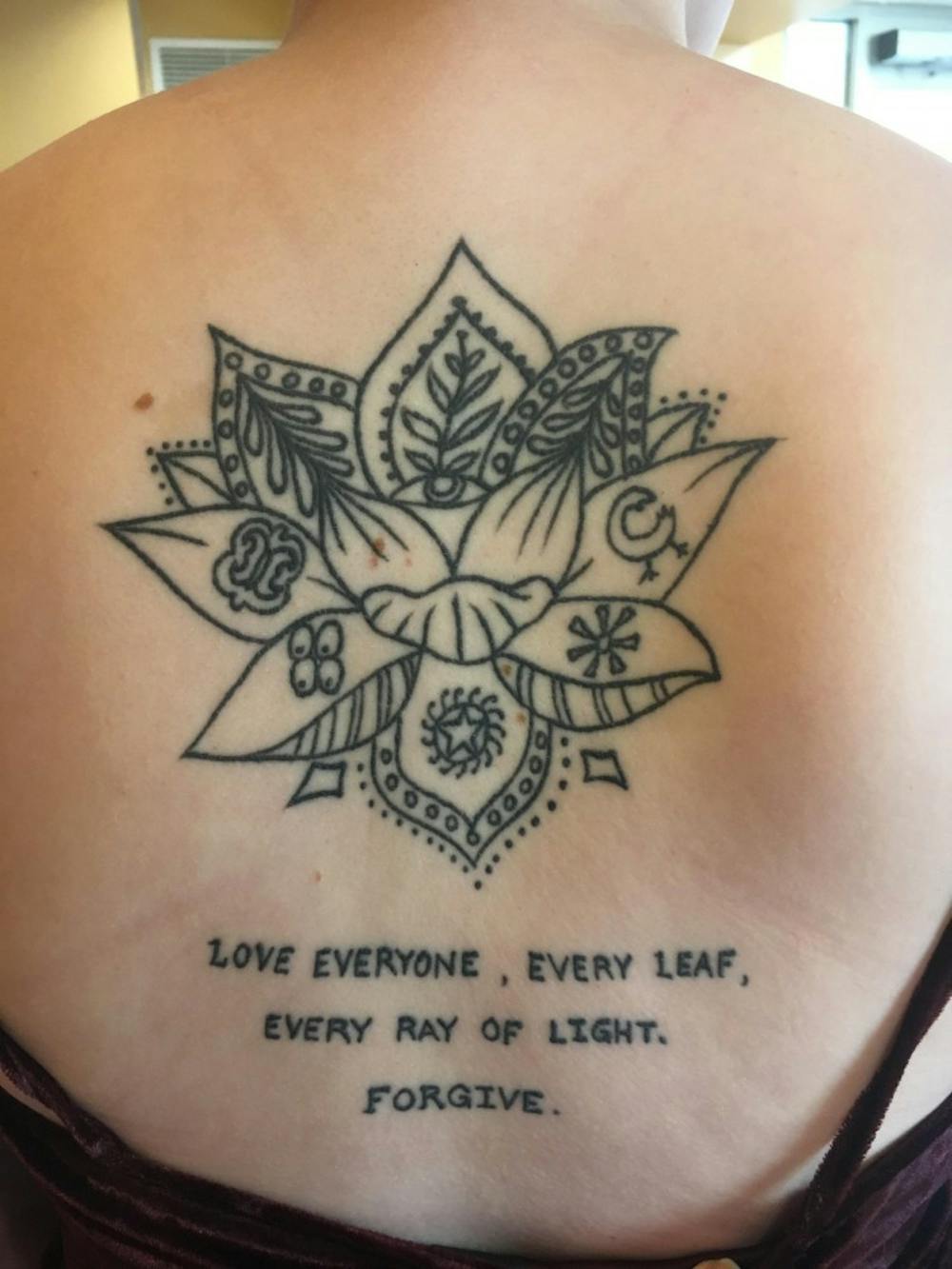 <p>&nbsp;&nbsp;Junior Tay Hansen decided to get this tattoo to remind herself to be a good person. There are currently 18 tattoo parlors around Muncie, including the Lucky Rabbit, that want to help people express themselves through art. Tier Morrow, DN&nbsp;</p>