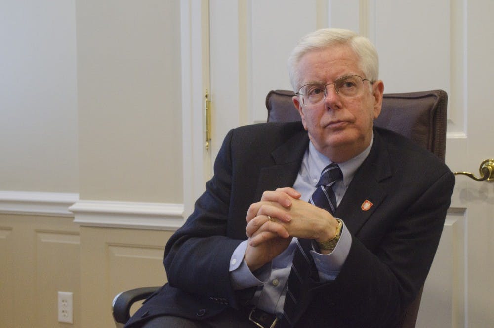 <p>Former president Paul W. Ferugson was on the list of applicants for chancellor at the University of Arkansas at Little Rock. Three month ago, Ferguson left his position as president of Ball State. <em>DN FILE PHOTO BREANNA DAUGHERTY</em></p>