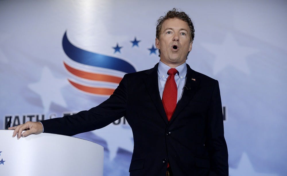 Announced Republican presidential candidate Senator Rand Paul speaks at the Faith & Freedom Coalition's "Road to Majority" conference June 18, 2015 at the Omni Shoreham Hotel in Washington, D.C. (Olivier Douliery/Abaca Press/TNS) 