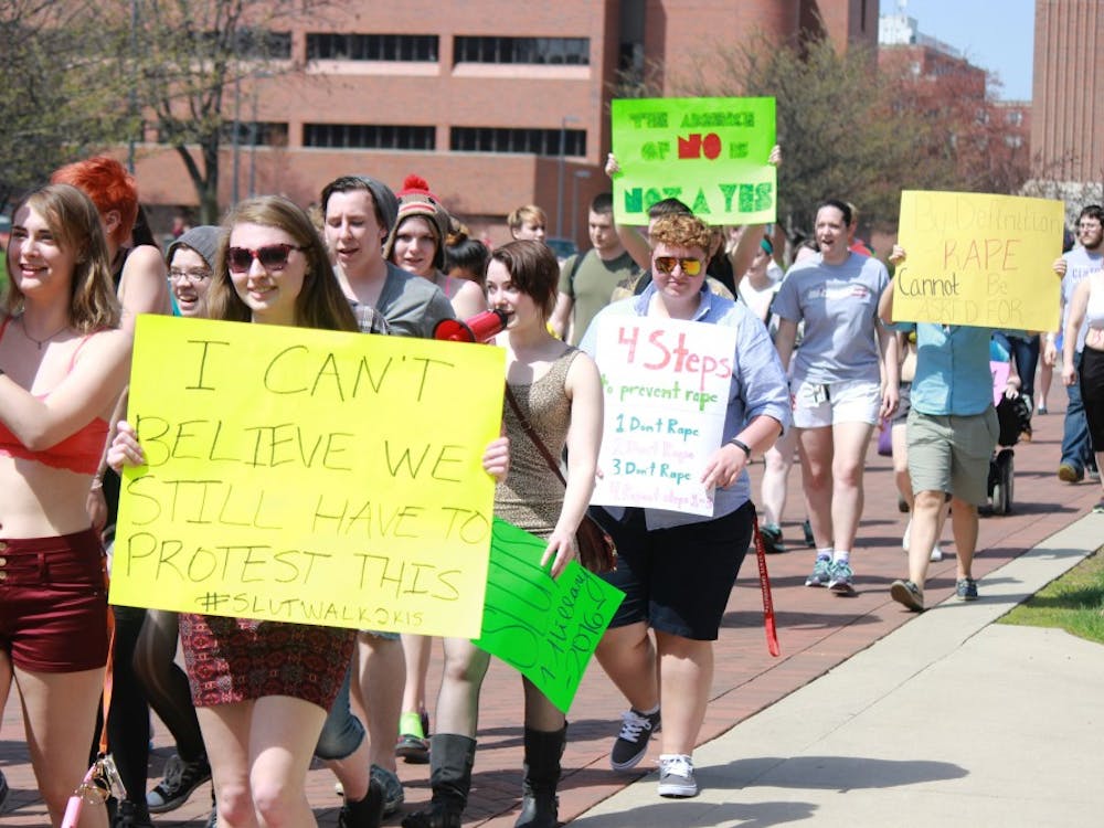 The second annual Slut Walk took place on April 17 on the Ball State Campus. Participants walked down McKinnley Ave., shared personal stories, and shouted chants. DN PHOTO ALISON CARROLL