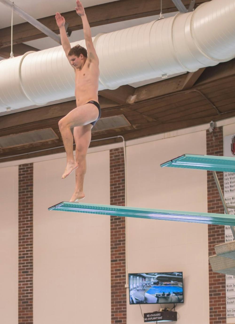 Ball State's men's swimming and diving competed against Eastern Michigan on Jan. 13 in Lewellen Pool. The Cardinals lost to the Swoops 149-121.&nbsp;