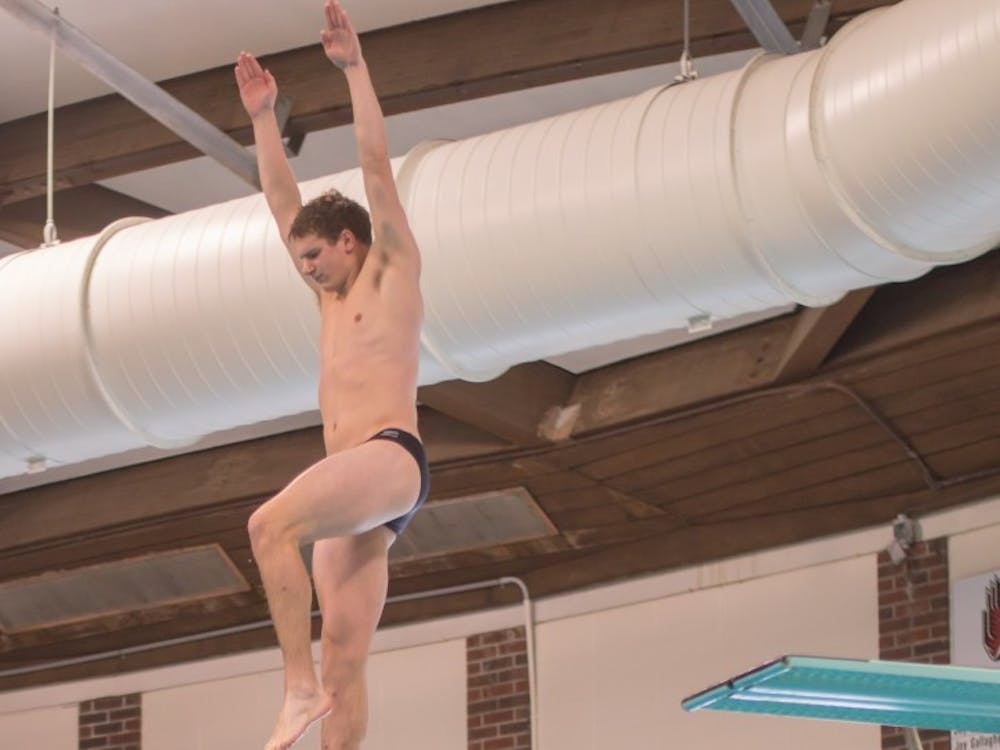 Ball State's men's swimming and diving competed against Eastern Michigan on Jan. 13 in Lewellen Pool. The Cardinals lost to the Swoops 149-121. 