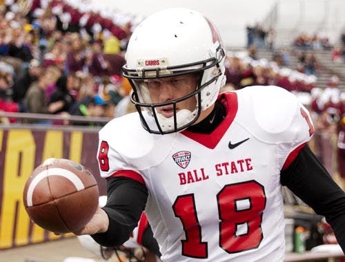 Senior punter Scott Kovanda warms up for a punt in the game against Central Michigan on Oct. 20, 2012. Kovanda will compete in the NFLPA All-Star Game and will attend the 2013 NFL Combine. DN FILE PHOTO BOBBY ELLIS